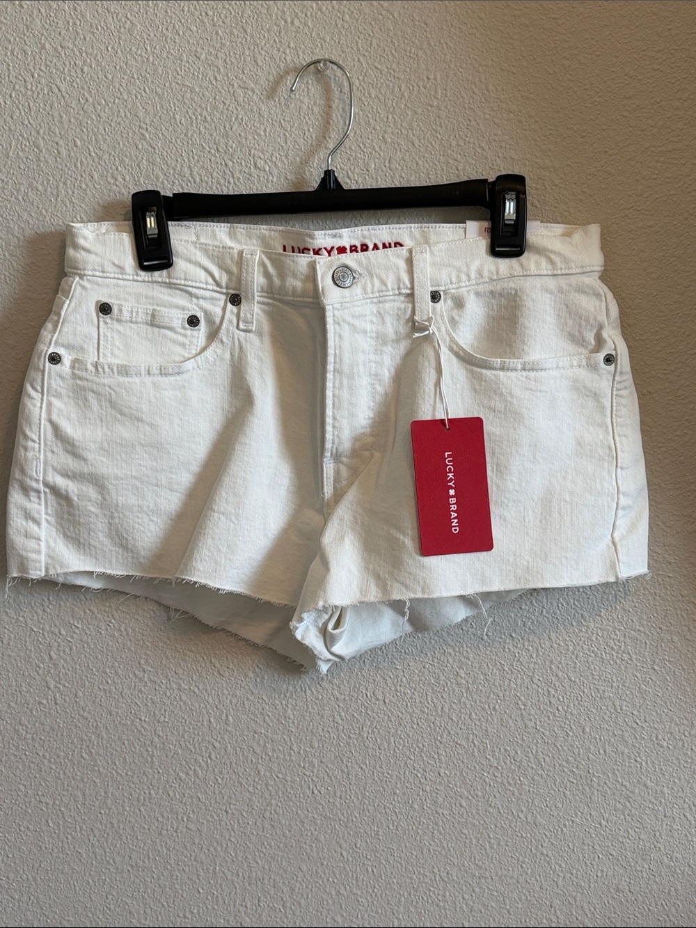 Lucky Brand White Cutoff Denim Shorts with Raw Hem